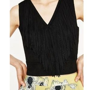 ❄SALE❄Zara faux suede fringe tank crop